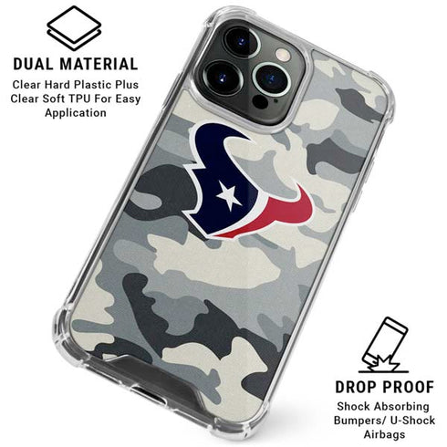 NFL Houston Texans Camo iPhone 16 Pro Clear Case